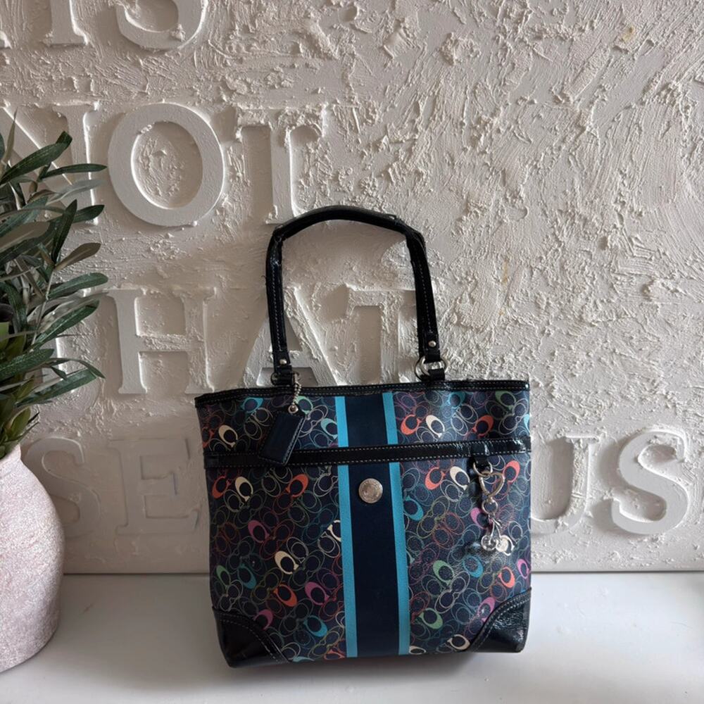 Coach Purse Chelsea Heritage Signature C Colorful Tote F15139